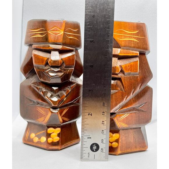 1970s Vintage Japanese Ainu Hand-Carved Wooden Statues (Set of 2) - Picture 11 of 12